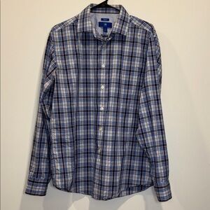 Egara Men’s Blue Plaid Button-Up Shirt